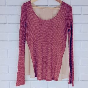 LUSH Open Sheer Back and Rust-Color Sweater Front